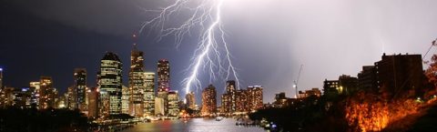 Electrical storm over Brisbane, QLD